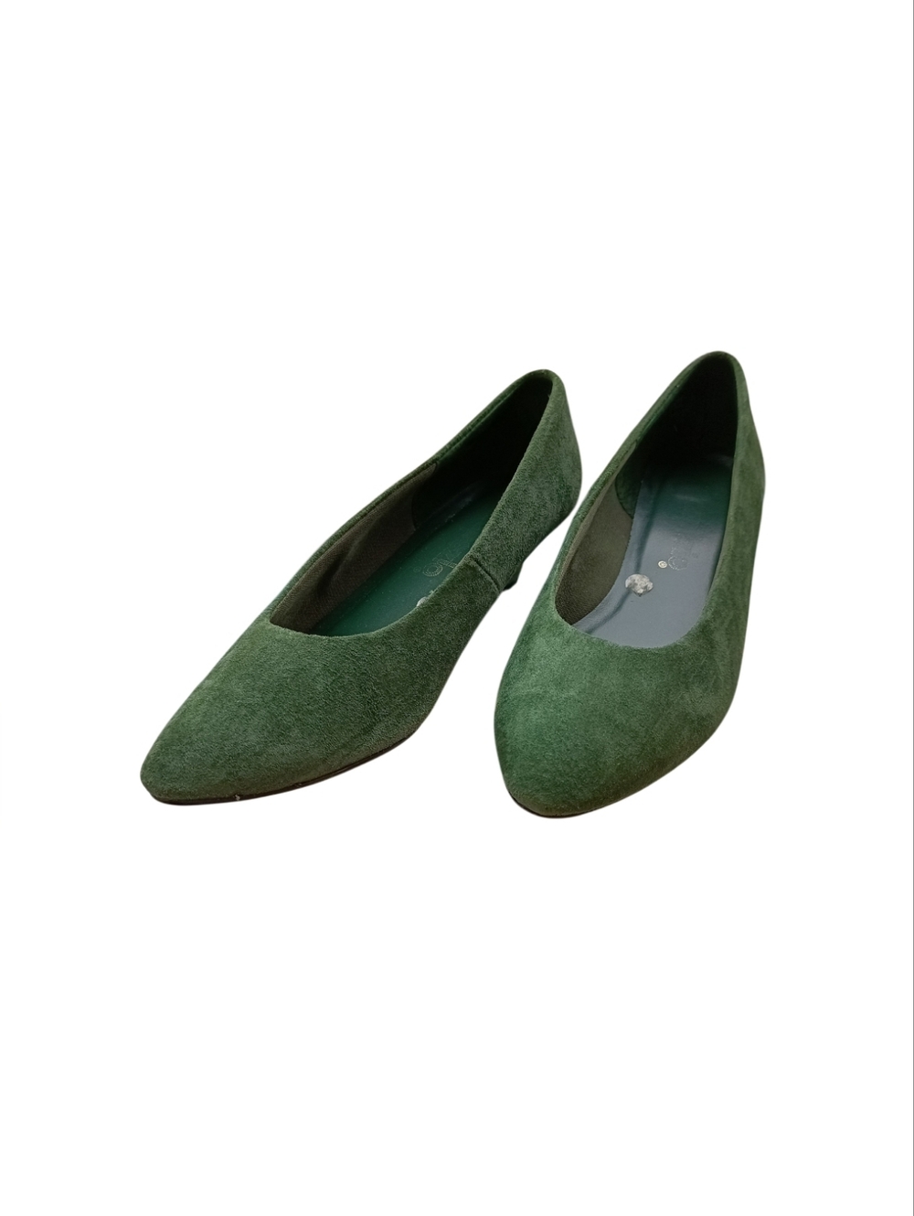 Vintage 80s Capezio Flats Deep Green Suede Minimalist Chic Excellent Condition